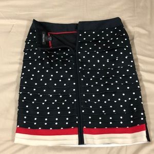 White House Black Market Black Polk-A-Dot Skirt Size 2